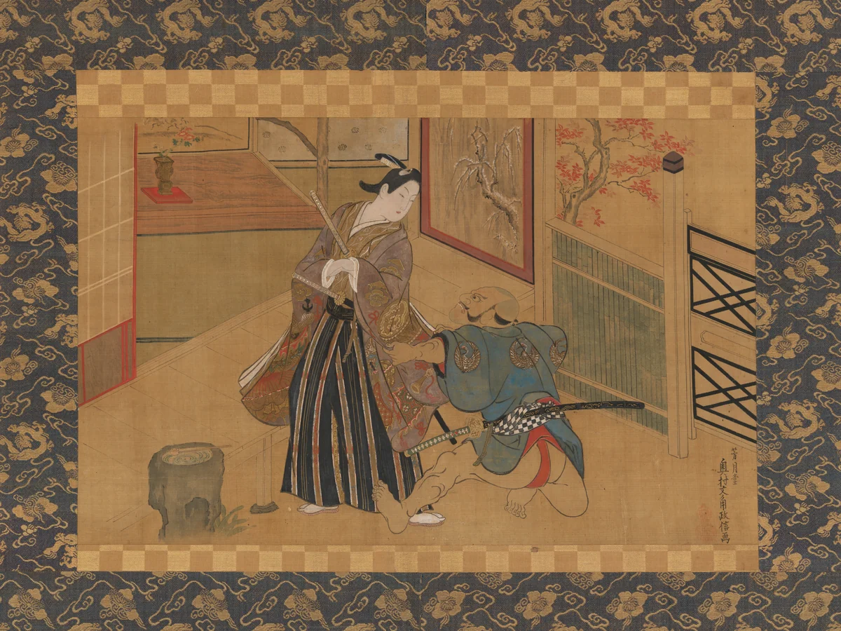 Kabuki Play Kusazuribiki from the Tales of Soga (Soga monogatari) by Okumura Masanobu (奥村政信), painting, 1700-1799