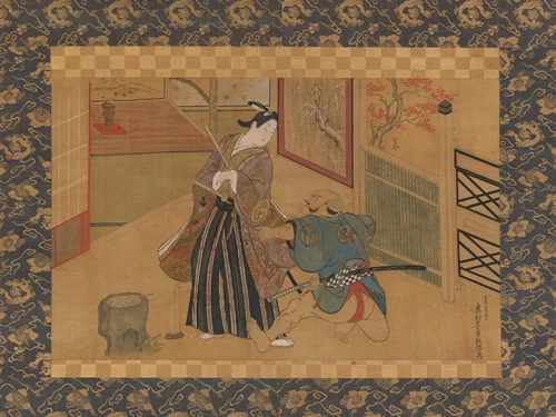 Kabuki Play Kusazuribiki from the Tales of Soga (Soga monogatari) by Okumura Masanobu (奥村政信), painting, 1700-1799