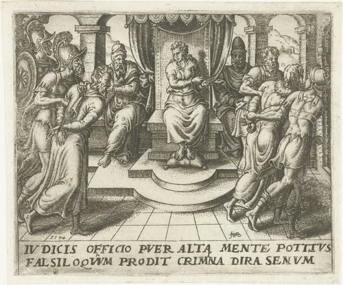 Daniël veroordeelt de ouderlingen by Unknown, print, 1570