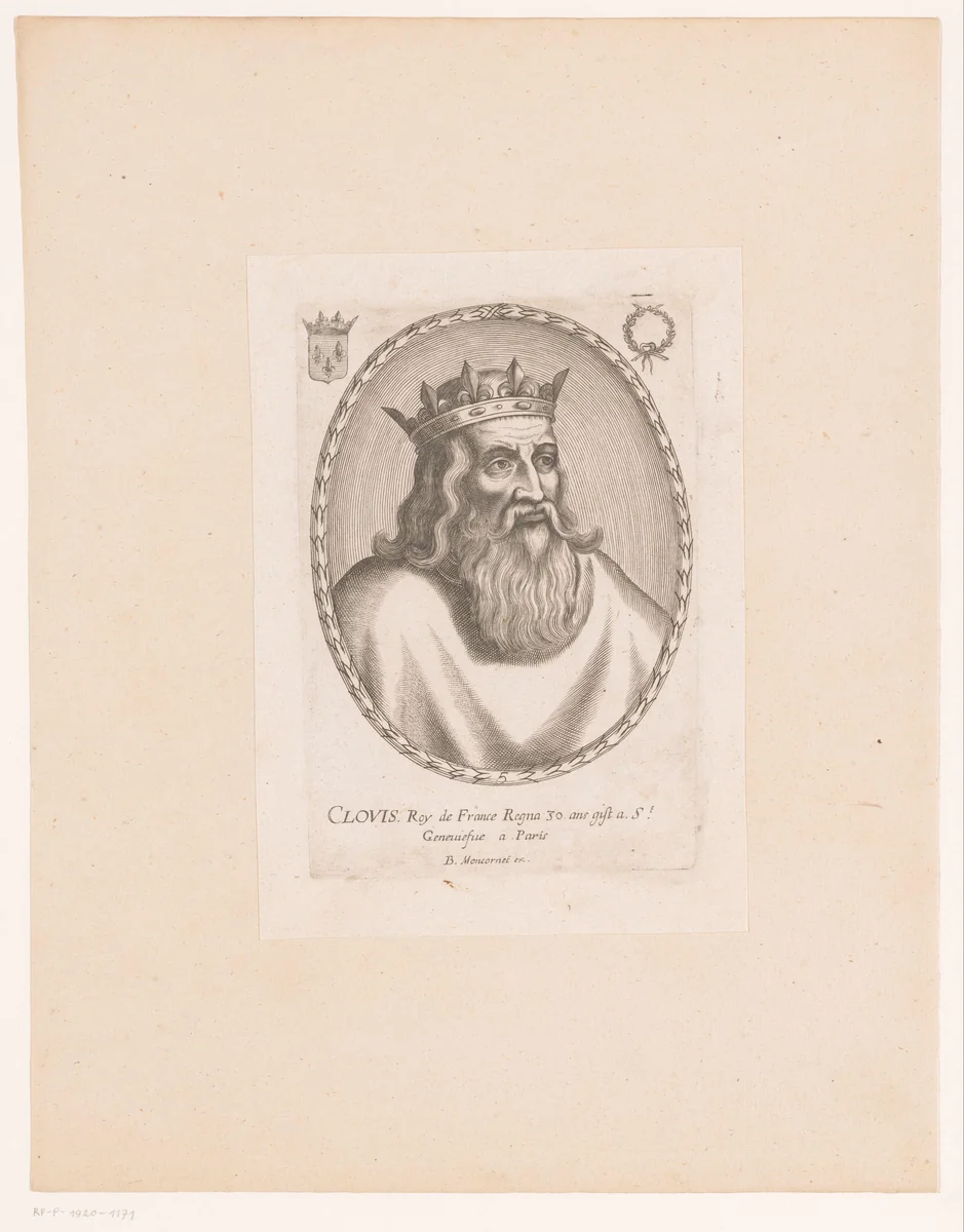 Portret van Clovis I, koning der Franken by anonymous, print, 1610-1668