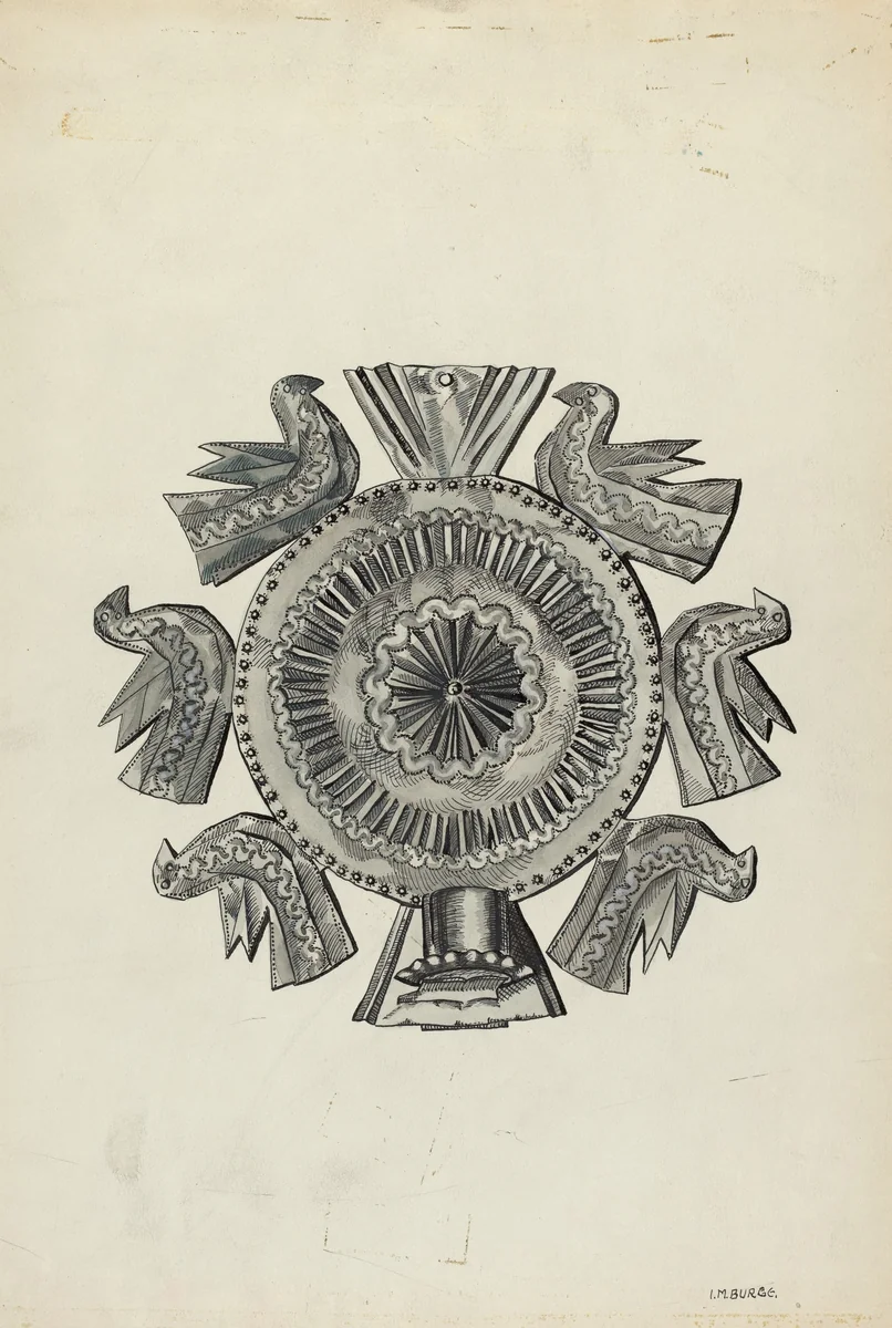 Cut Tin Candle Holder by Irene M. Burge, index of american design, 1936