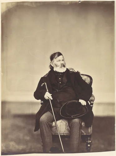 [Seated Man with Cane and Hat] by Franz Antoine, photograph, 1850-1869