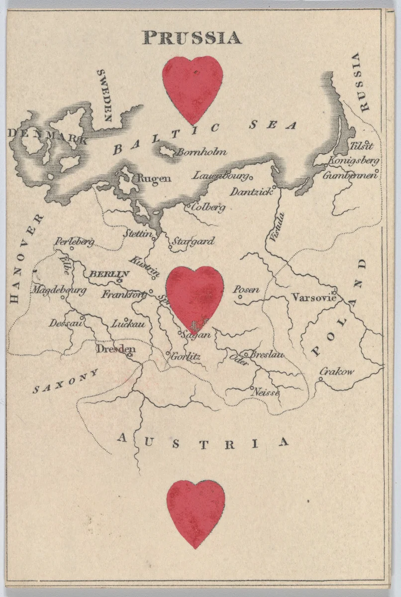 Prussia, from "Court Game of Geography" by William and Henry Rock, print, 1838-1855