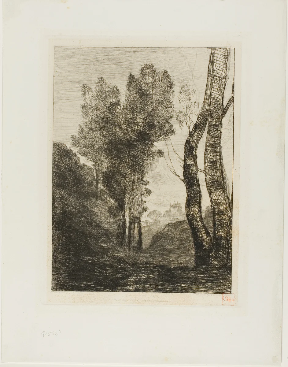Outskirts of Rome by Jean-Baptiste-Camille Corot, print, 1866