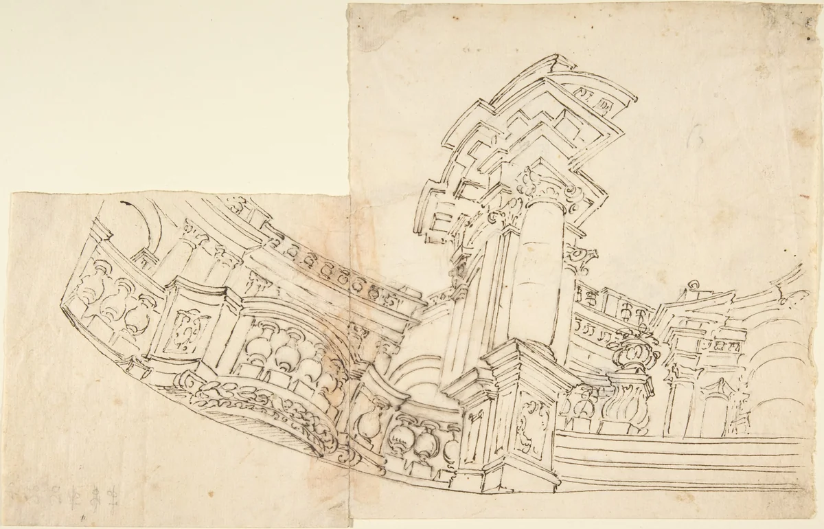 Design for a Balcony by anonymous, drawing, 1700-1780