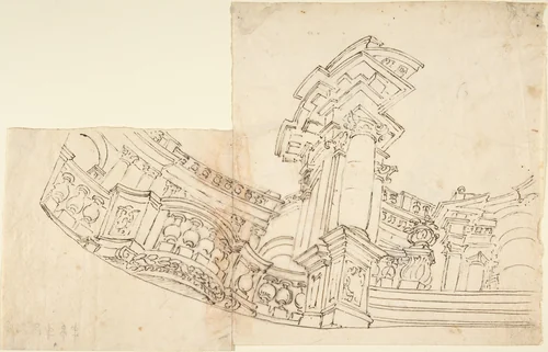 Design for a Balcony by anonymous, drawing, 1700-1780