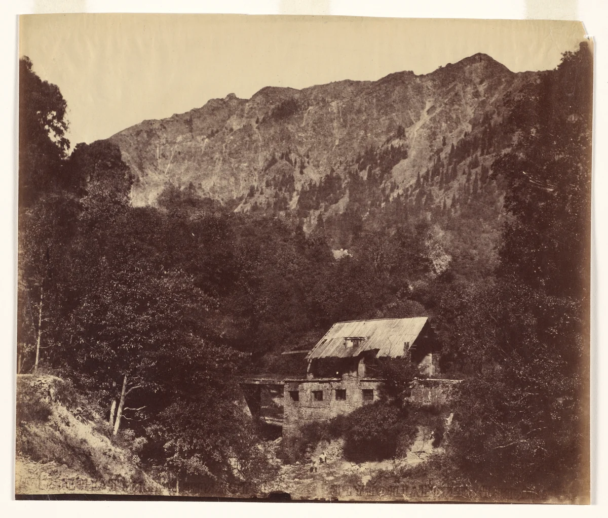 [View of a Broken Bridge at Nainital] by John Murray, photograph, 1850-1859