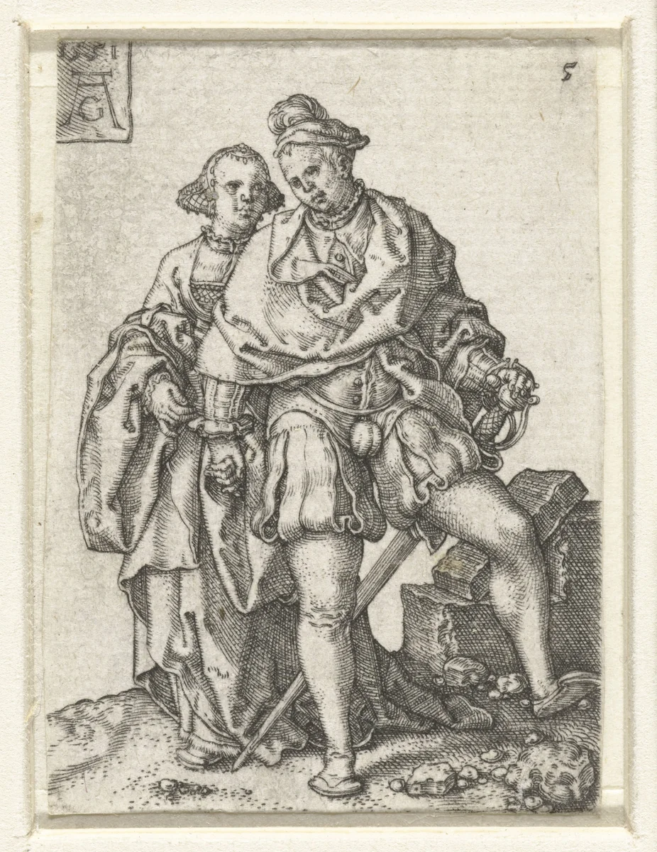 Dansend paar by Unknown, print, 1551