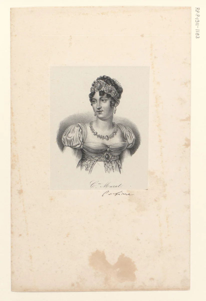 Portret van Caroline Murat (née Bonaparte) by anonymous, print, 1818-1842