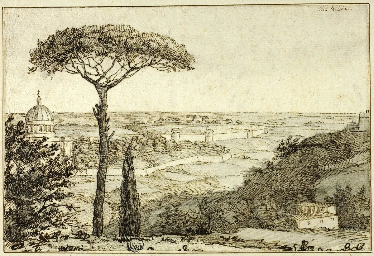 Villa Millini by Gaspar van Wittel, drawing, 1600-1736