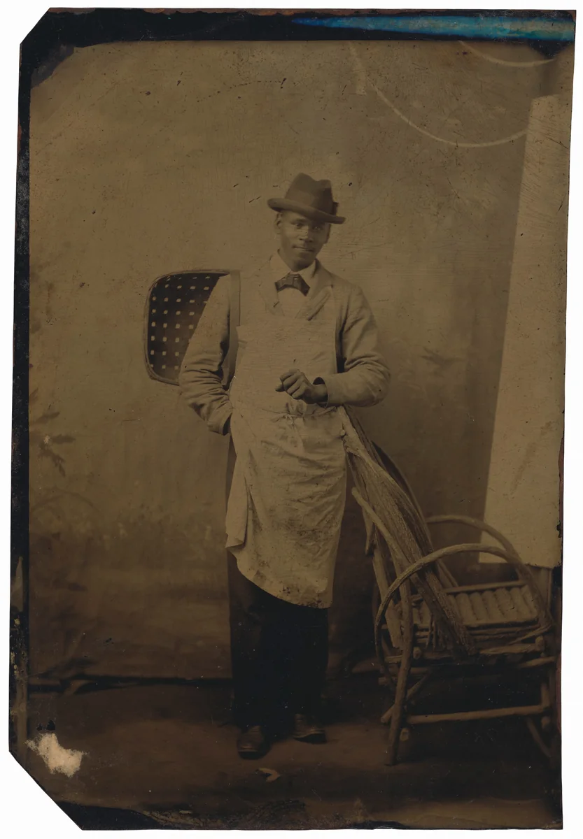 Portrait of a Man Holding a Basket by American 19th Century, photograph, 1885-1899