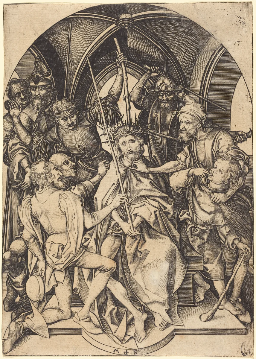 Christ Crowned with Thorns by Martin Schongauer, print, 1480