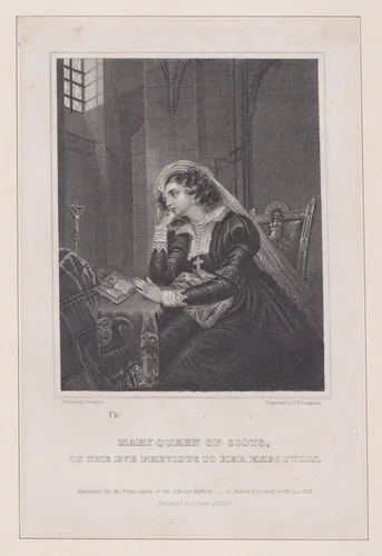 Mary, Queen of Scots, on the eve previous to her execution (from "The History of England," volume III, chapter XLII) by James Barton Longacre, print, 1828