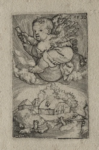 Genius Riding on a Ball by Barthel Beham, print, 1520