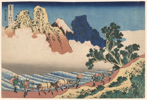 The Back of Mount Fuji Seen from Minobu River (Minobugawa Urafuji), from the series Thirty-Six Views of Mount Fuji (Fugaku sanjūrokkei) by Katsushika Hokusai (葛飾 北斎), print, 1825-1838