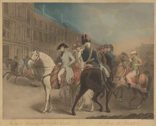 Bonaparte Reviewing the Consular Guard (La Revue du Quintidi) by Charles Turner; John James Masquerier, print, 1773-1857