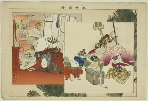 Properties, from the series "Pictures of No Performances (Nogaku Zue)" by Tsukioka Kogyo, print, 1893-1903