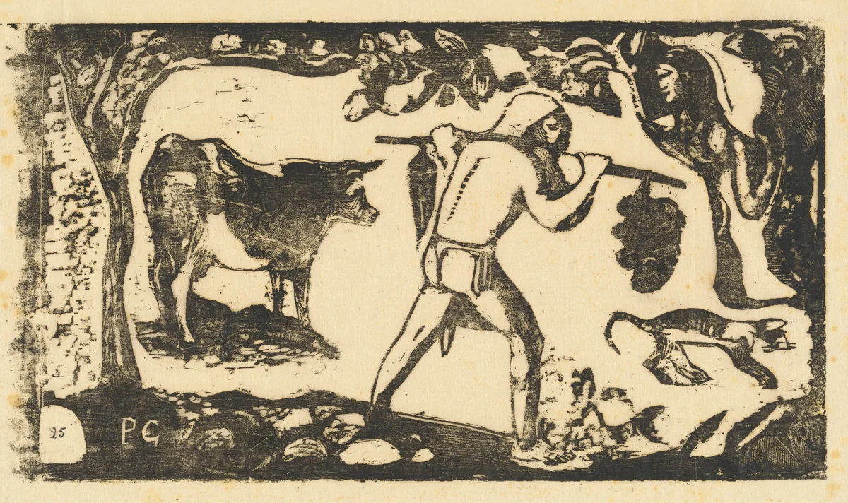 Tahitian Carrying Bananas (Le porteur de fei) by Paul Gauguin, print, 1895