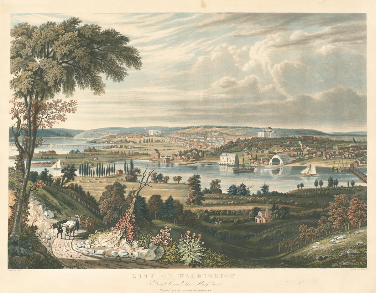 City of Washington: From beyond the Navy Yards by William James Bennett; George Cooke, print, 1834