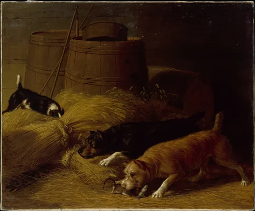 Rats amongst the Barley Sheaves by Thomas Hewes Hinckley, artwork, 1851