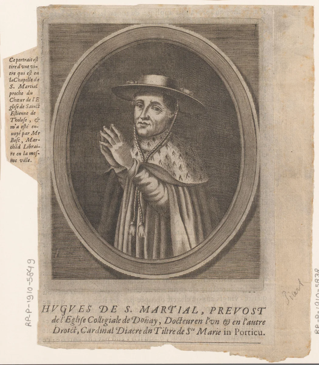 Portret van Hugues de Saint-Martial by Etienne Picart, print, 1660