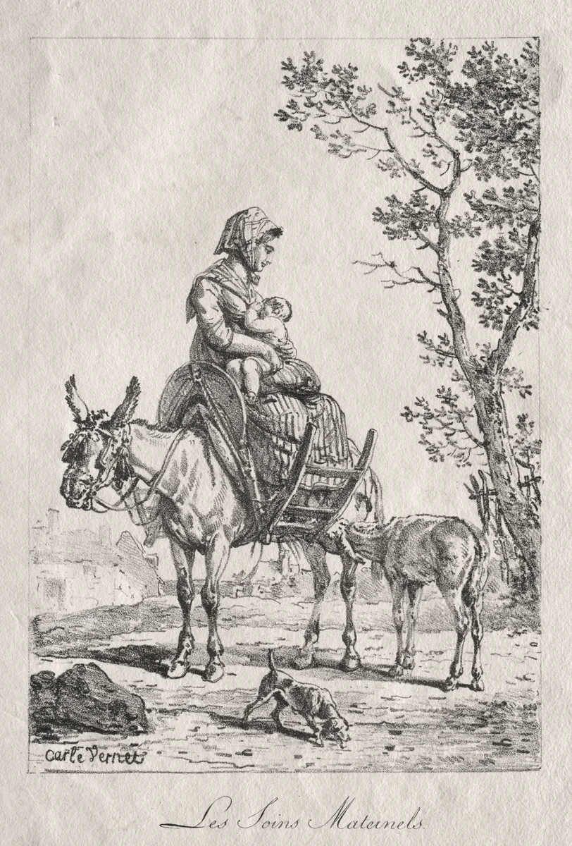 Maternal Care by Carle Vernet, print, 1813-1823