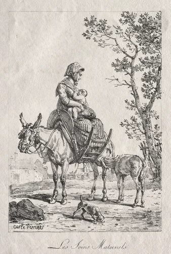 Maternal Care by Carle Vernet, print, 1813-1823
