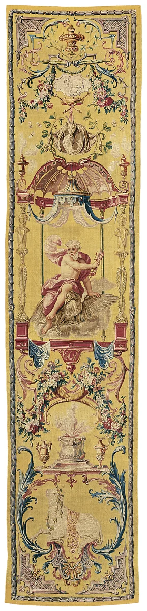 The Month of July/The Sign of Leo, from The Grotesque Months by Claude III Audran, textile, 1716-1736
