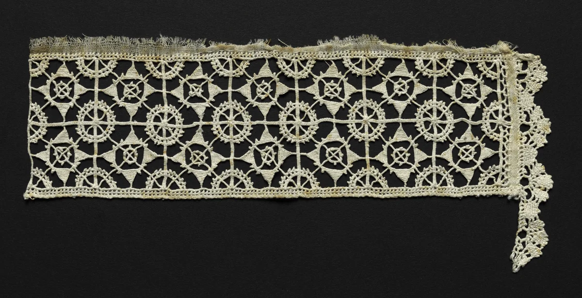 Needlepoint (Reticella) and Bobbin Lace Insertion and Edging by Unknown, textile, 1500-1599