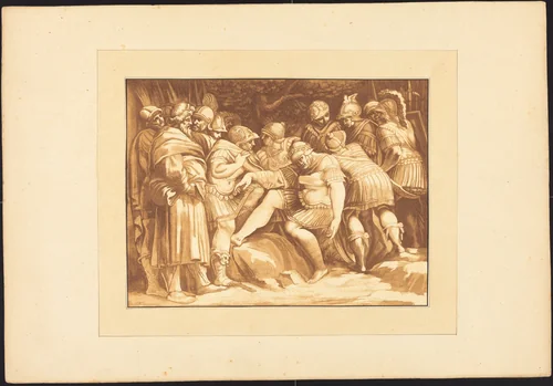 Dying Epaminondas by Johann Gottlieb Prestel, Polidoro da Caravaggio, portfolio, 1782