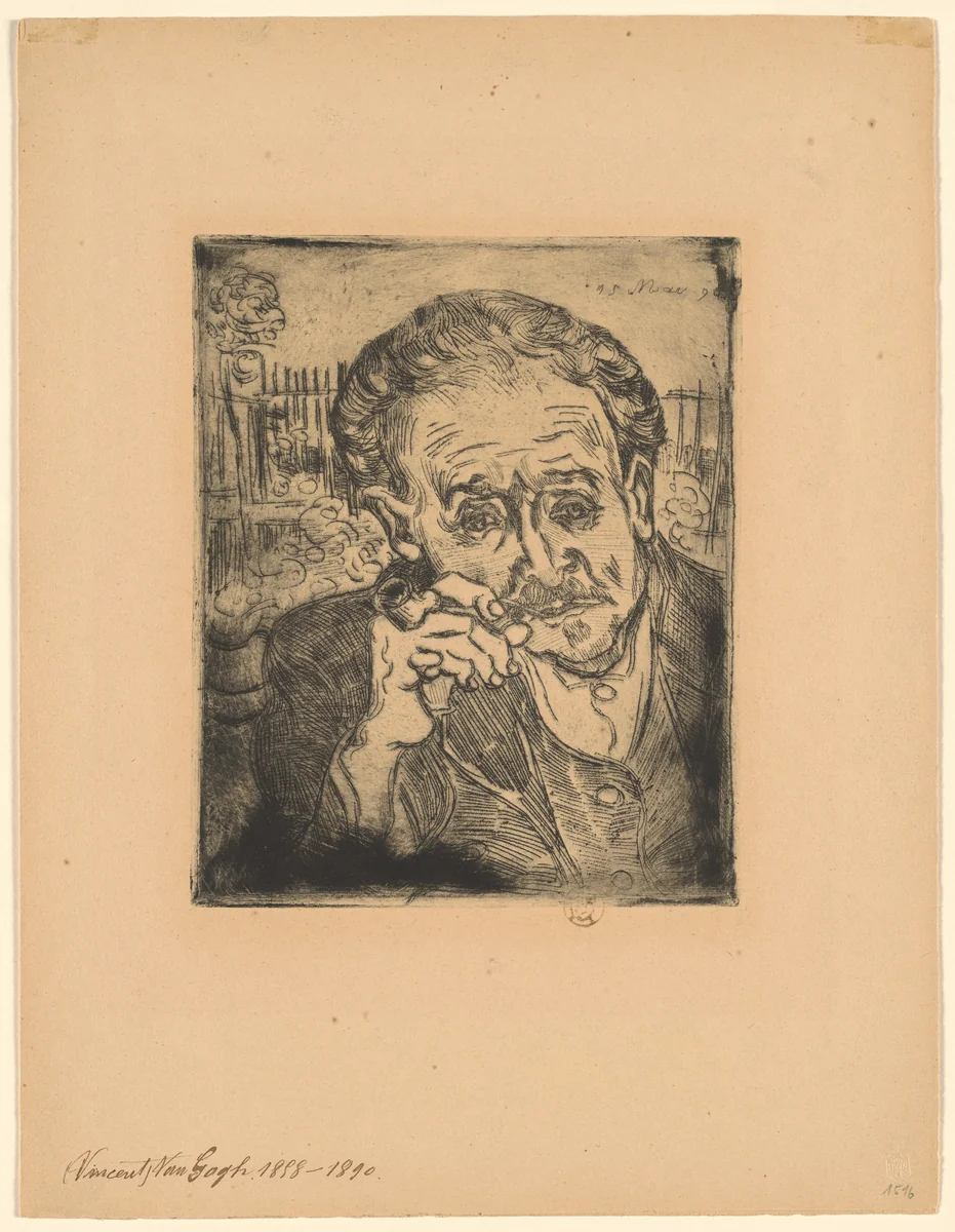 Portrait of Doctor Gachet or Man with a Pipe by Vincent van Gogh, print, 1890