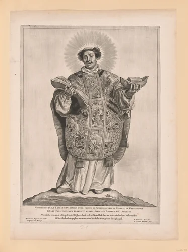 Saint Lebuin, from Saints of the North and South Netherlands by Cornelis Visscher, print, 1650