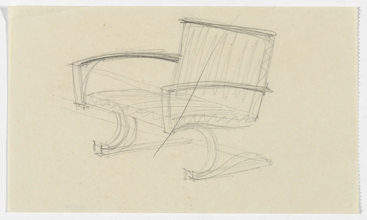 Lounge Chair with Arms (Perspective sketch) by Ludwig Mies van der Rohe, mies van der rohe archive, 1926