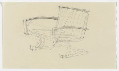 Lounge Chair with Arms (Perspective sketch) by Ludwig Mies van der Rohe, mies van der rohe archive, 1926