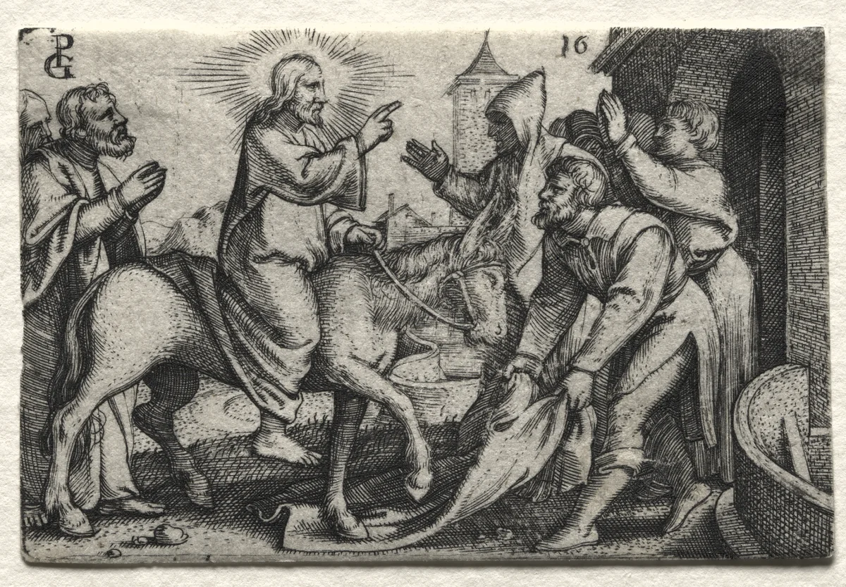 The Life of Jesus Christ: Christ Entering Jerusalem by Georg Pencz, print, 1534-1535
