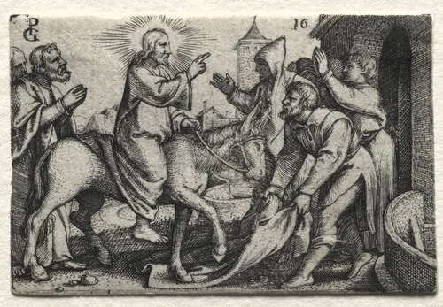 The Life of Jesus Christ: Christ Entering Jerusalem by Georg Pencz, print, 1534-1535