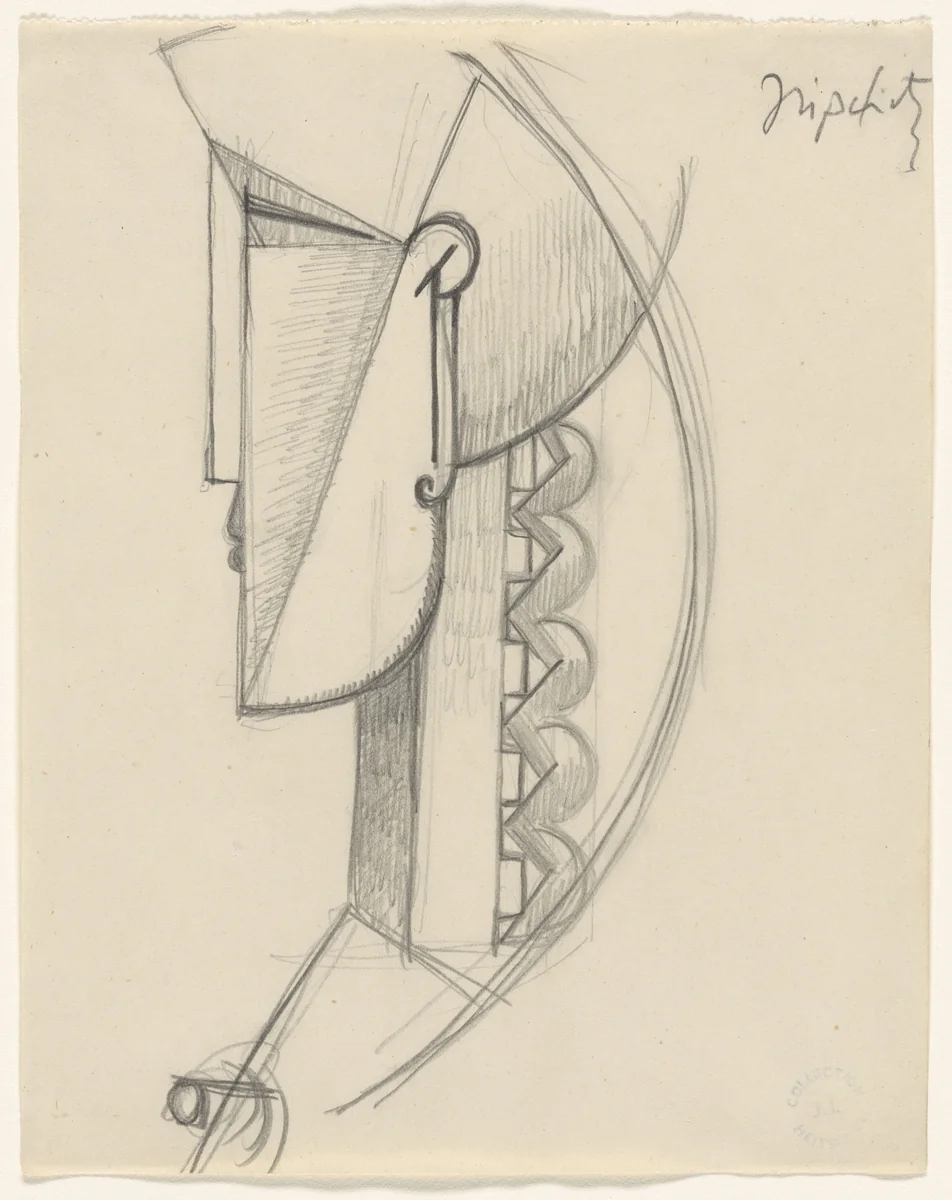 Girl with Braided Hair by Jacques Lipchitz, drawing, 1914