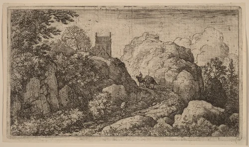 Cart in a Narrow Pass by Allart van Everdingen, print, 1645-1656