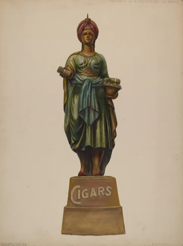 Cigar Store Figure by Walter Hochstrasser, index of american design, 1937
