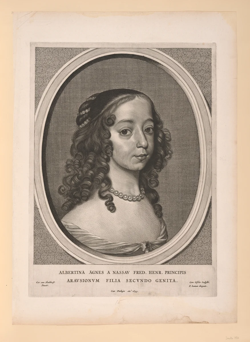 Albertine Agnes, Princess of Orange Nassau, from Nine Portraits by Cornelis Visscher, print, 1649