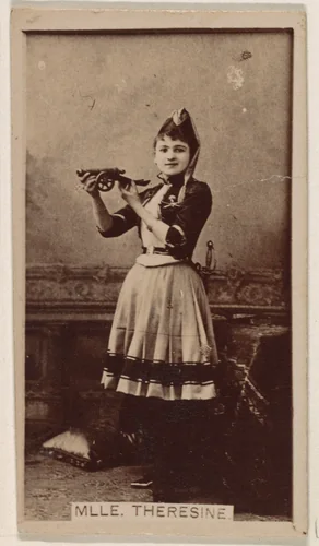 Mlle. Theresine, from the Actresses series (N245) issued by Kinney Brothers to promote Sweet Caporal Cigarettes by Kinney Brothers Tobacco Company, photograph, 1890