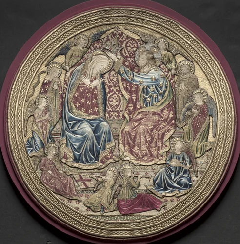 Embroidered Tondo from an Altar Frontal: The Coronation of the Virgin by Unknown, textile, 1459