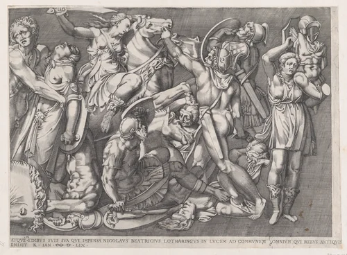 Battle of the Amazons, from "Speculum Romanae Magnificentiae" by Nicolas Beatrizet, print, 1559