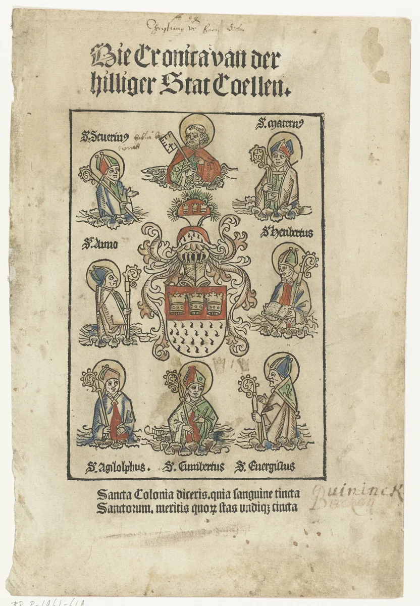 Titelblad met heiligen by anonymous, print, 1499