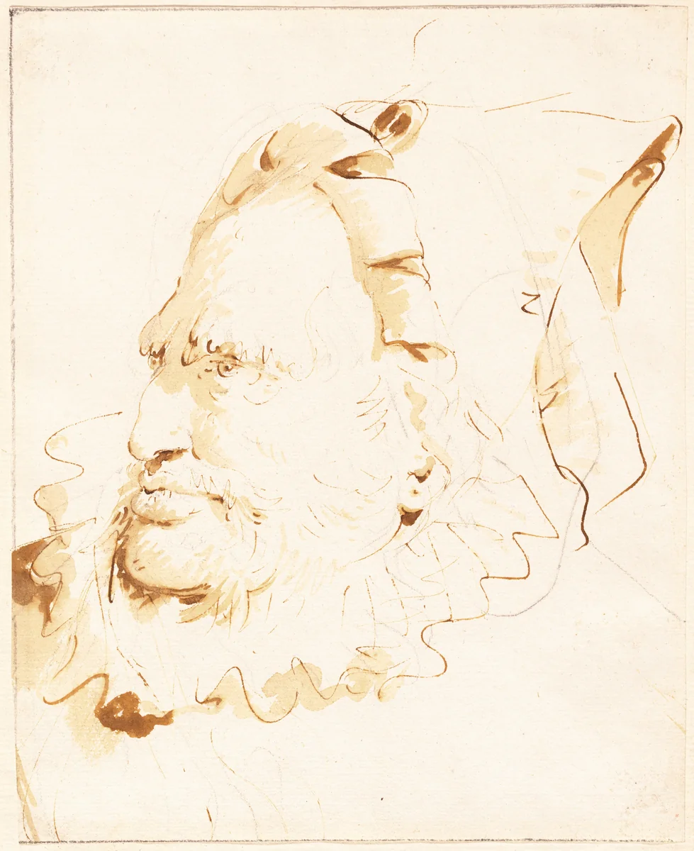 Head of a Magician by Giovanni Battista Tiepolo, drawing, 1760