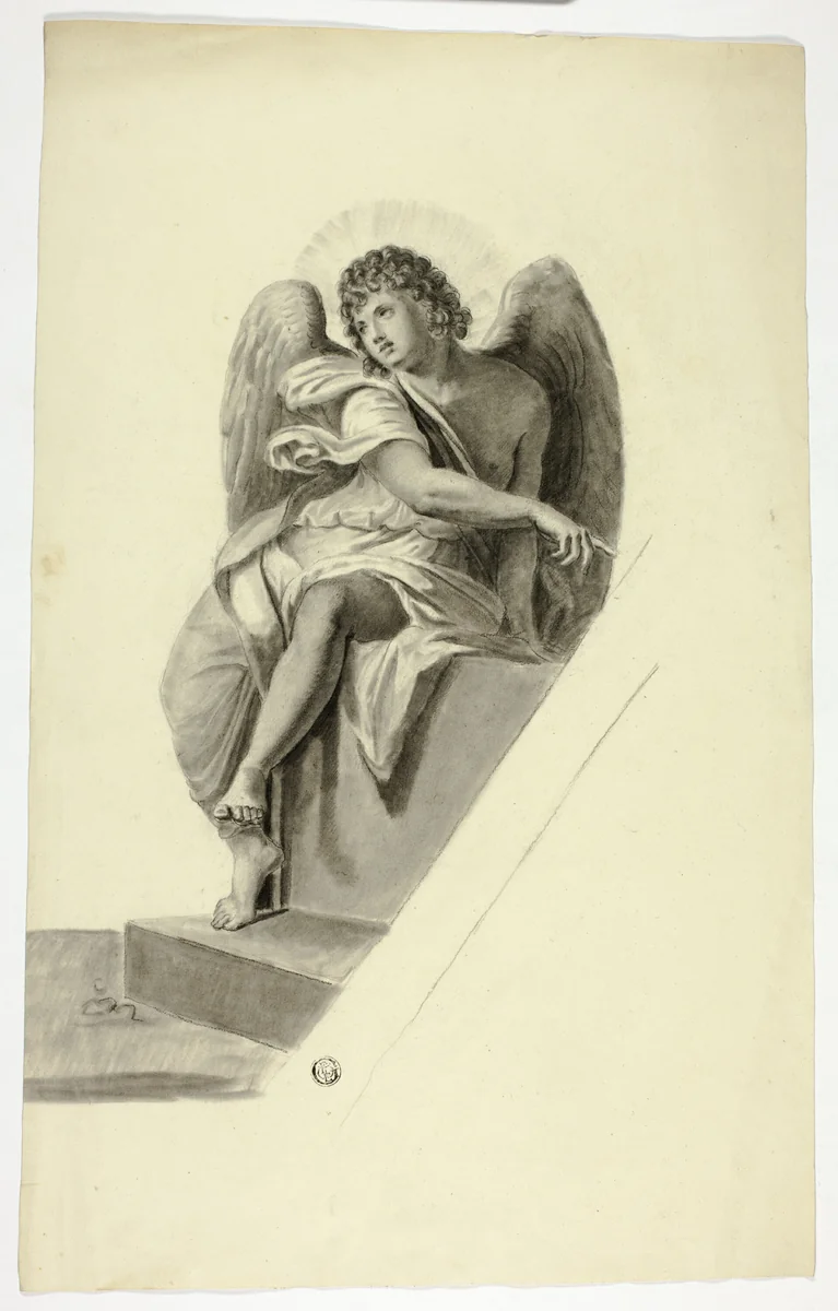 Angel Seated by Tomb by Elizabeth Murray, drawing, 1835-1882