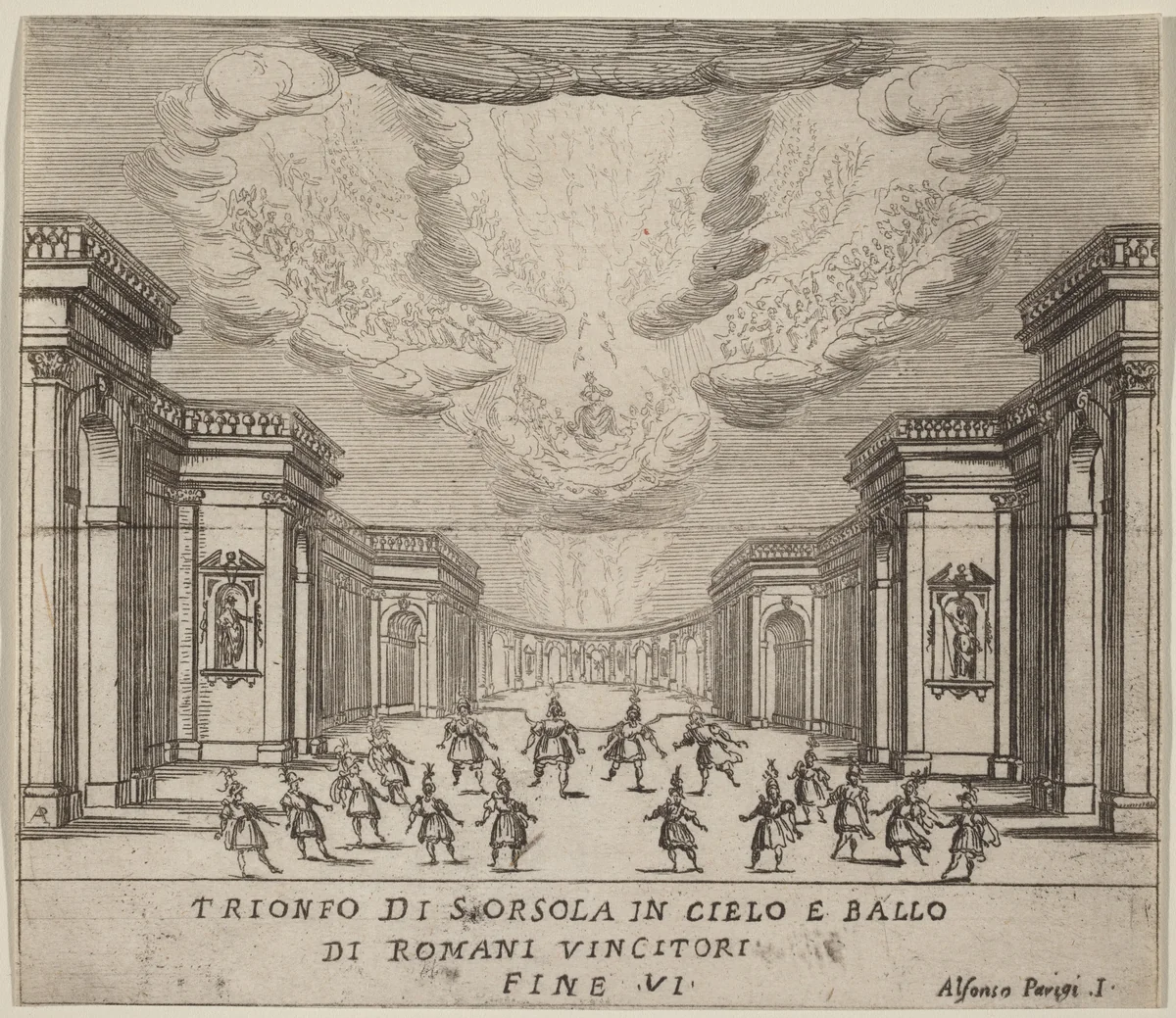 The Triumph of Saint Ursula in Heaven and the Roman Conquerors by Alfonso Parigi II, print, 1606-1656