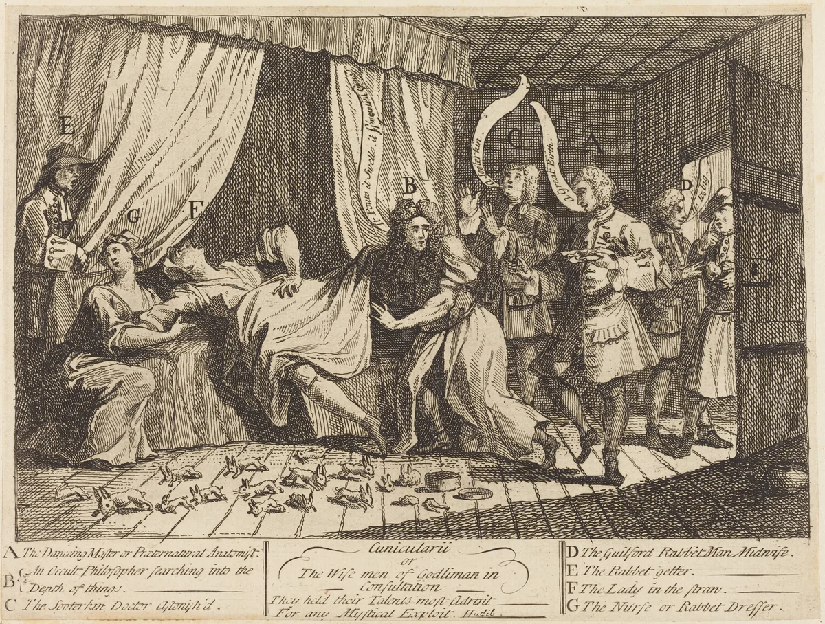 Cunicularii, or The Wise Men of Godliman in Consultation by William Hogarth, print, 1726
