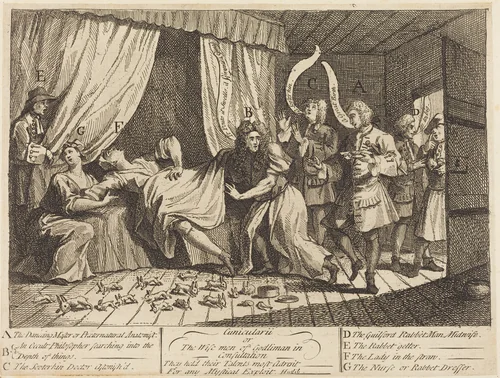Cunicularii, or The Wise Men of Godliman in Consultation by William Hogarth, print, 1726