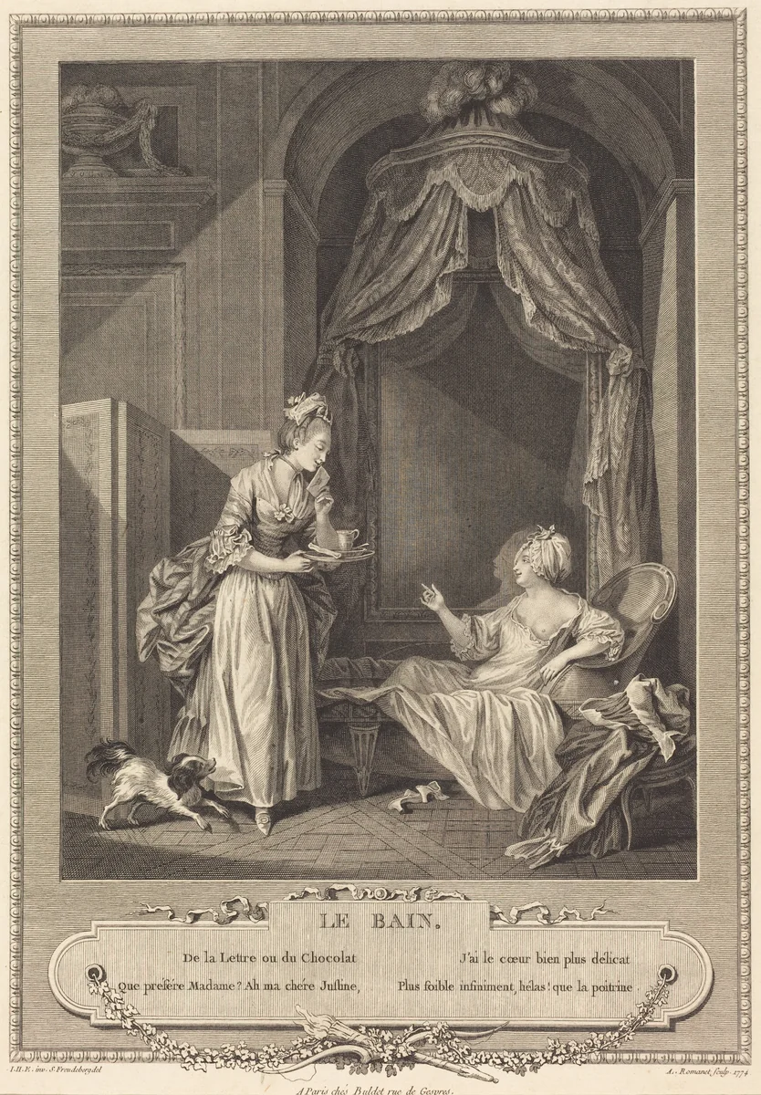 Le bain by Antoine Louis Romanet, print, 1774